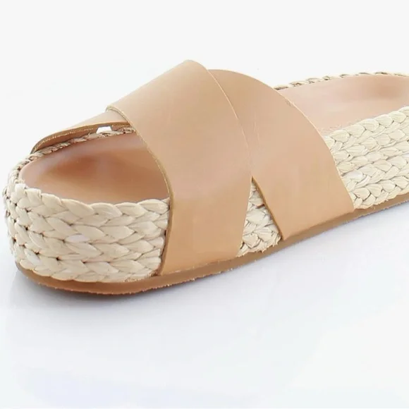 Splendid Tan Platform Sandals with Woven Sole - Picture 2 of 4